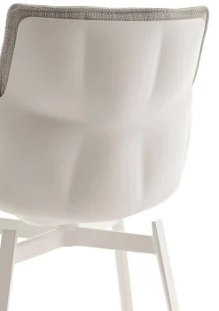 B&B Italia Einzelstühle|Esszimmerstuhl Husk Stoff Rattier Astro Seil Beige Schale Polyurethanharz Weiß Gestell Metall Weiß Lackiert