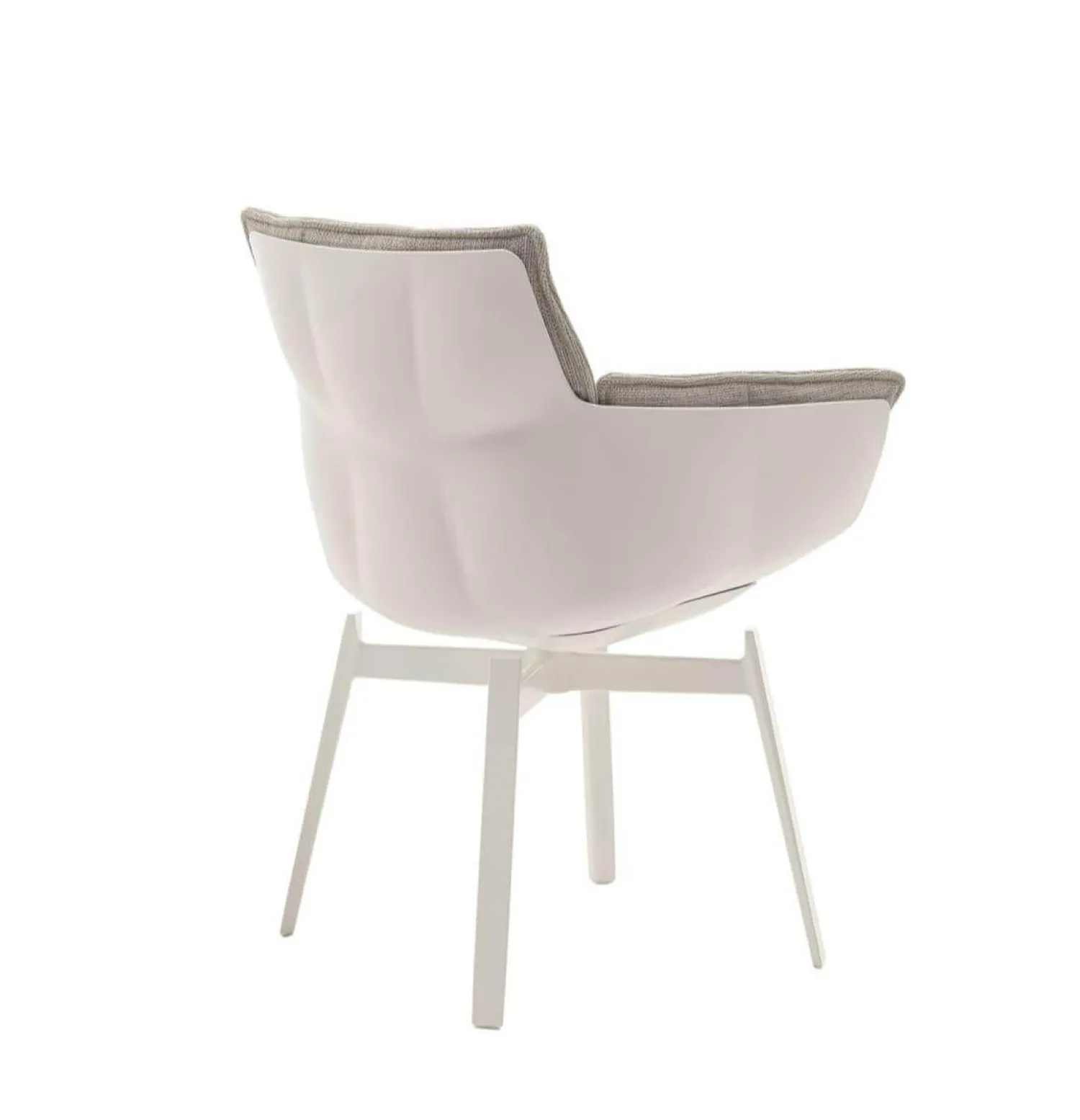 B&B Italia Einzelstühle|Esszimmerstuhl Husk Stoff Rattier Astro Seil Beige Schale Polyurethanharz Weiß Gestell Metall Weiß Lackiert