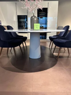 Ditre Italia Esstische|Estisch Pillar Oval 260x120 Weißer Carrara Marmor Fuß Beton