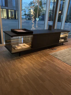 Walter Knoll Kommoden & Sideboards|Farns Sideboard Eiche Geflammt Mit Glas- Und Lederauflage Und Beleuchtung