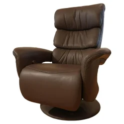 himolla Fernsehsessel|Fernsehsessel Easyswing Bezug Leder 24 Longlife Schlamm Braun Fuß Teller Bezogen