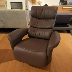 himolla Fernsehsessel|Fernsehsessel Easyswing Bezug Leder 24 Longlife Schlamm Braun Fuß Teller Bezogen
