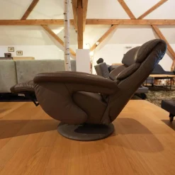 himolla Fernsehsessel|Fernsehsessel Easyswing Bezug Leder 24 Longlife Schlamm Braun Fuß Teller Bezogen