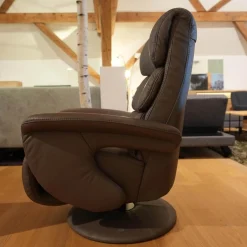 himolla Fernsehsessel|Fernsehsessel Easyswing Bezug Leder 24 Longlife Schlamm Braun Fuß Teller Bezogen