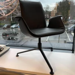 Walter Knoll Relaxsessel|FK Schalensessel 6726-3GS Bezug Leder Rodeo Soft 1360 Black Drehgestell Schwarz Matt