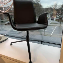 Walter Knoll Relaxsessel|FK Schalensessel 6726-3GS Bezug Leder Rodeo Soft 1360 Black Drehgestell Schwarz Matt