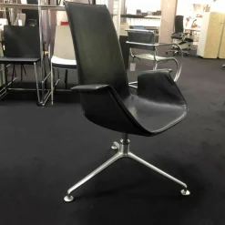 Walter Knoll Relaxsessel|FK Schalensessel Leder 65 Schwarz Kreuzfuß Aluminium