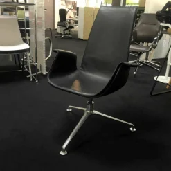 Walter Knoll Relaxsessel|FK Schalensessel Leder 65 Schwarz Kreuzfuß Aluminium