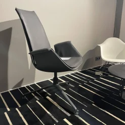 Walter Knoll Relaxsessel|FK Schalensessel Safari Leder Gestell Schwarz Pulver Beschichtet Drehbar 360°