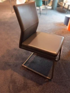 Carega Design Einzelstühle|Freischwinger Katy 3 Leder Toledo Braun Gestell Edelstahl Gebürstet