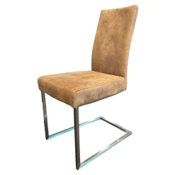 Lavida Einzelstühle|Freischwinger LAV Lamon Leder Kenia Braun Gestell Quadrahtrohr Edelstahl Niedriger Rücken