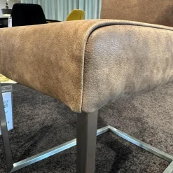 Lavida Einzelstühle|Freischwinger LAV Lamon Leder Kenia Braun Gestell Quadrahtrohr Edelstahl Niedriger Rücken