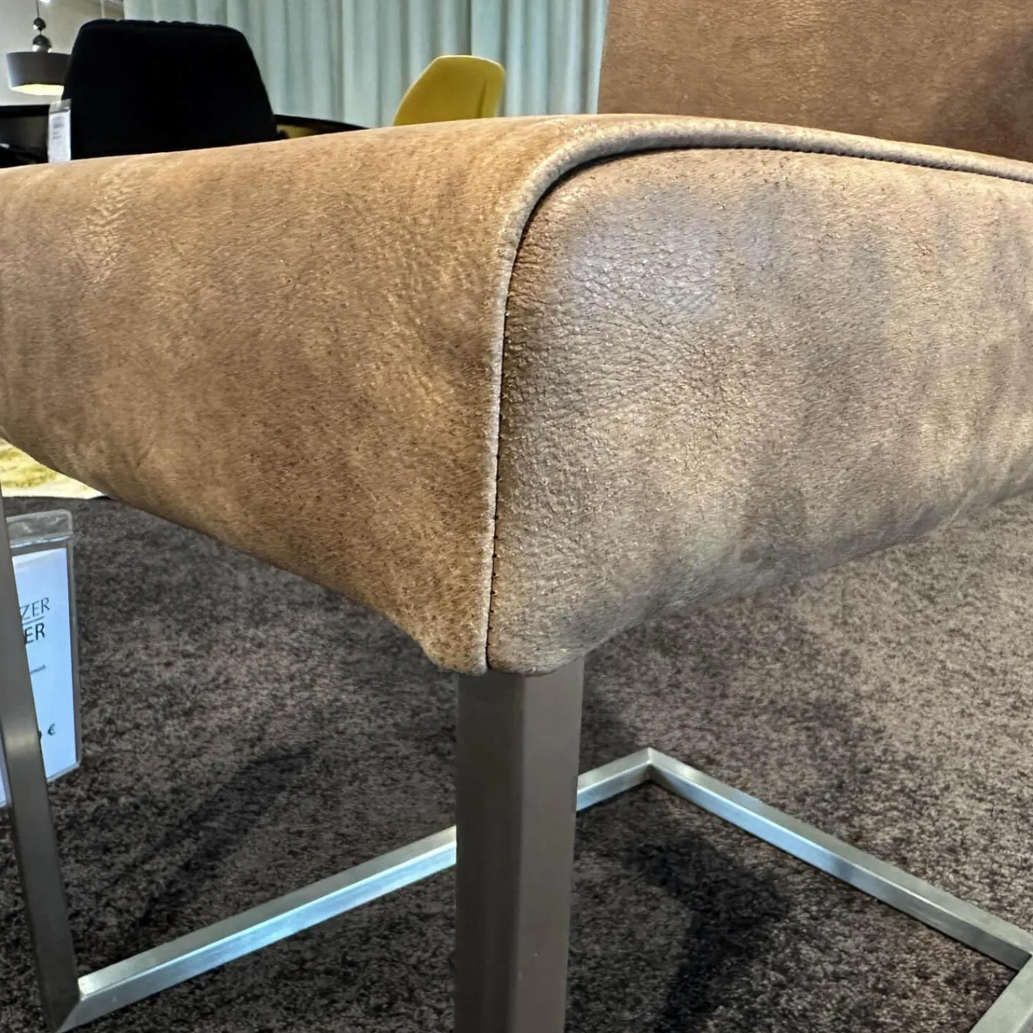 Lavida Einzelstühle|Freischwinger LAV Lamon Leder Kenia Braun Gestell Quadrahtrohr Edelstahl Niedriger Rücken