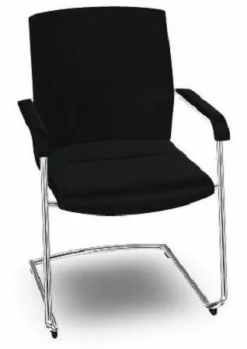 Wilkhahn Einzelstühle|Freischwinger ON 178/71 Leder 74 99 Schwarz Gestell Glanzverchromt Mit Lederbezogenen Armlehnen