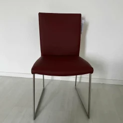 Ronald Schmitt Design Einzelstühle|Freischwinger Stay Light Bezug Leder Toledo Cherry Kufengestell Edelstahl Matt