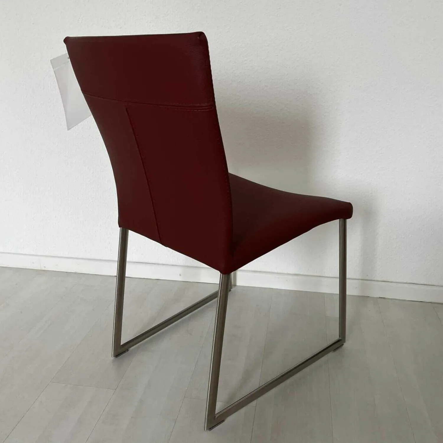 Ronald Schmitt Design Einzelstühle|Freischwinger Stay Light Bezug Leder Toledo Cherry Kufengestell Edelstahl Matt