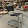 Thonet Einzelstühle|Freischwinger Stuhl S33 Stoff Schwarz Gestell Verchromt
