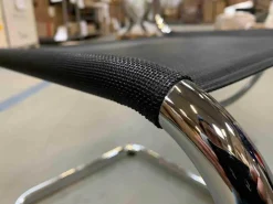 Thonet Einzelstühle|Freischwinger Stuhl S33 Stoff Schwarz Gestell Verchromt