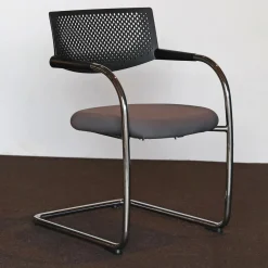 Vitra Einzelstühle|Freischwinger Visavis 2 Bezug Stoff Torso Citterio 76 Antra Gestell Glanzverchromt