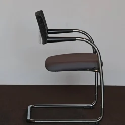 Vitra Einzelstühle|Freischwinger Visavis 2 Bezug Stoff Torso Citterio 76 Antra Gestell Glanzverchromt