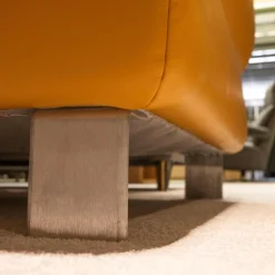 Steinpol Ecksofas|Funktionseckgarnitur Relaxa 6 0 Leder Punch Curry Gelb Metallwinkelfuß Aluminium Gebürstet