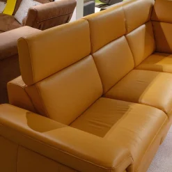 Steinpol Ecksofas|Funktionseckgarnitur Relaxa 6 0 Leder Punch Curry Gelb Metallwinkelfuß Aluminium Gebürstet