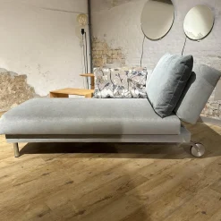 Brühl Daybeds & Recamieren|Funktionsliege Tam Stoff Dess 2813 93 Grau Gestell Metall Glänzend Verchromt Seitenlehne Verschieb Und Abklappbar Mit Spitzkissen
