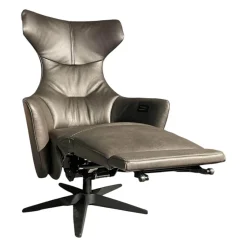 WK Wohnen Loungesessel|Relaxsessel|Funktionssessel 687 Bosso Leder Polo 1101 Fuß X-60 Schwarz