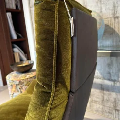 Bielefelder Werkstätten Fernsehsessel|Loungesessel|Funktionssessel Daron Stoff B Emilia 232 Grün Schale Leder Java Braun Sternfuß Bronze Schwarz Matt Mit Hocker