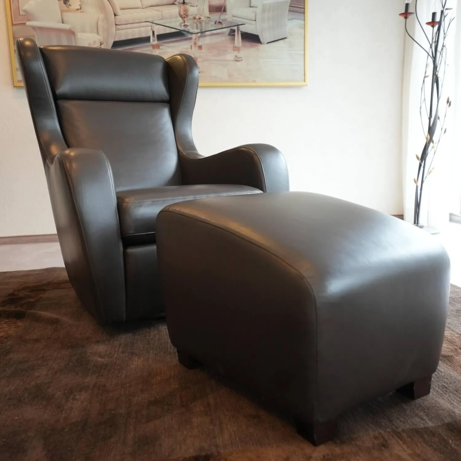 Frommholz Relaxsessel|Funktionssessel Mama Mia Mit Hocker Leder Soft Grip 228 Dunkelbraun