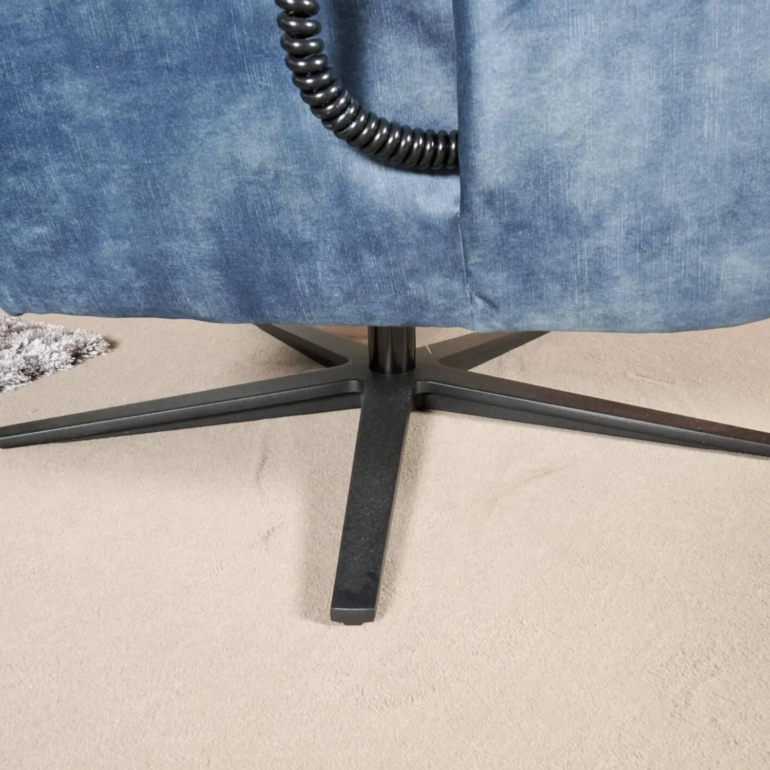 Carina Relaxsessel|Funktionssessel Noah M Blau Sternfuß Schwarz Verstellbar