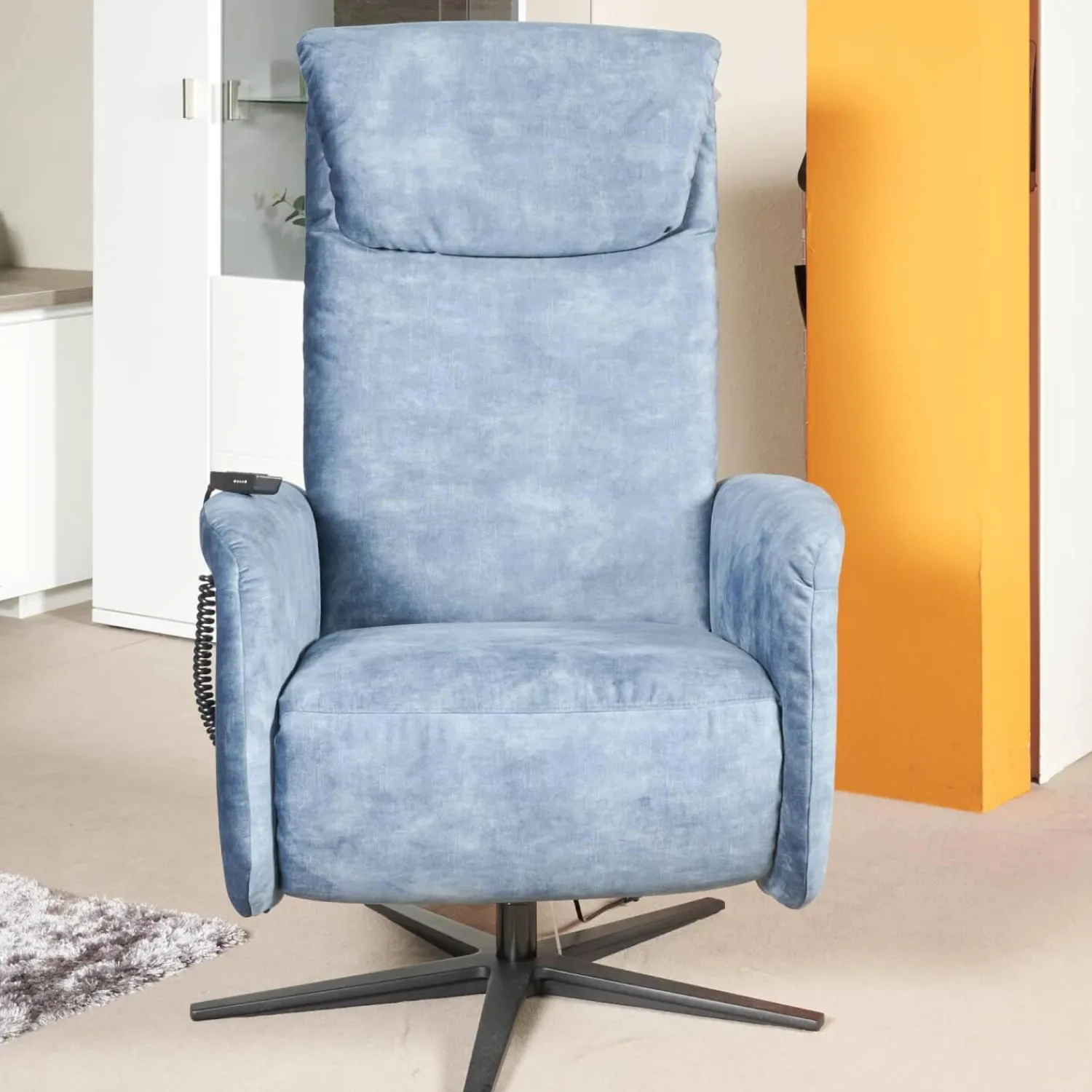 Carina Relaxsessel|Funktionssessel Noah M Blau Sternfuß Schwarz Verstellbar