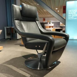 Koinor Relaxsessel|Funktionssessel Yoko No 12 VM Leder C Classic Pepper Schwarz Grau Gabel Alu Matt Schwarz