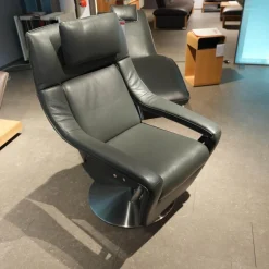 Koinor Relaxsessel|Funktionssessel Yoko No 12 VM Leder C Classic Pepper Schwarz Grau Gabel Alu Matt Schwarz