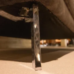 Sofa Kultur 2-Sitzer-Sofas|Funktionssofa 738 SK Stoff Craft Stone 8 Grau Metallfuß 283 Chrom Glänzend Mit Drehsitzfunktion Und Kissen