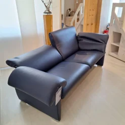De Sede 2-Sitzer-Sofas|Funktionssofa DS 10/23 Bezug Leder Living Dunkelblau Fuß Silberfarbig