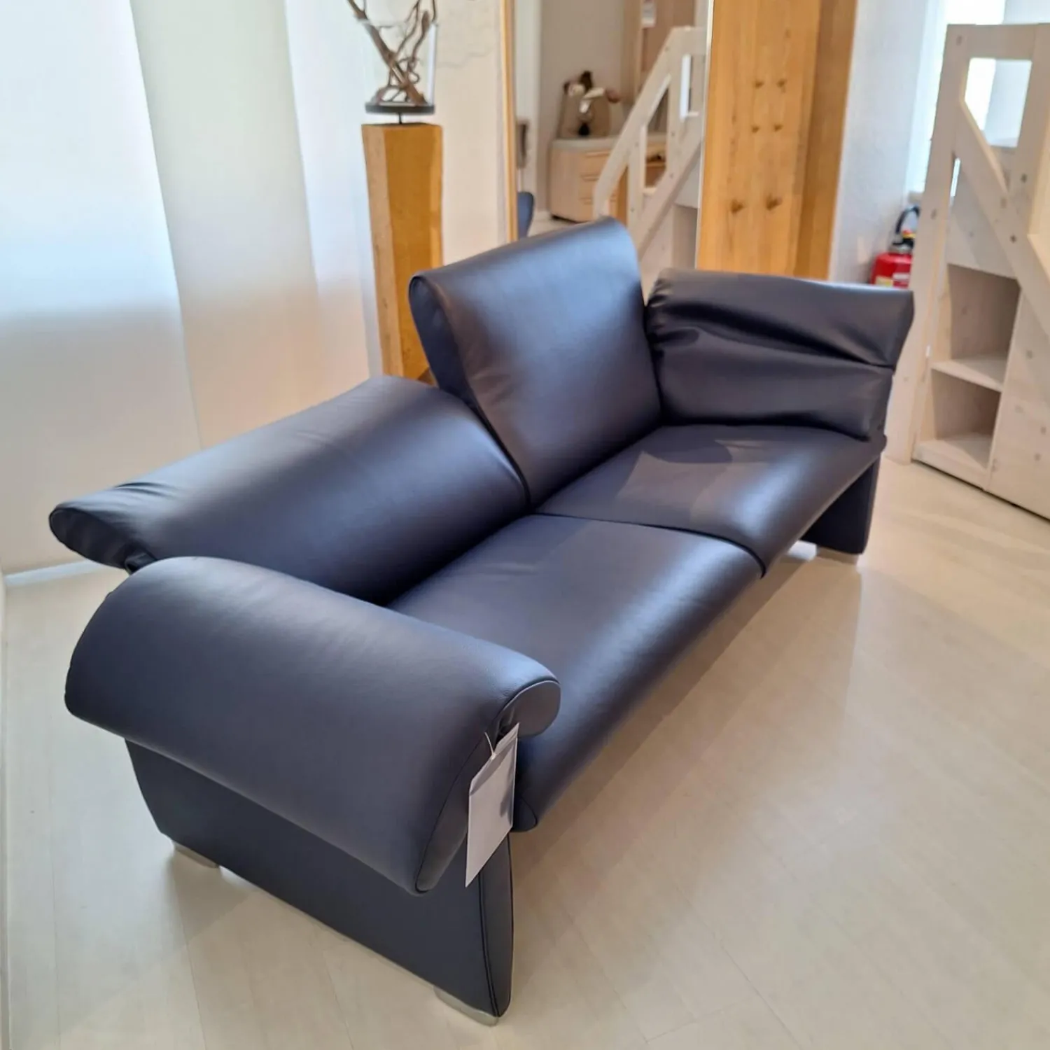 De Sede 2-Sitzer-Sofas|Funktionssofa DS 10/23 Bezug Leder Living Dunkelblau Fuß Silberfarbig