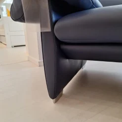 De Sede 2-Sitzer-Sofas|Funktionssofa DS 10/23 Bezug Leder Living Dunkelblau Fuß Silberfarbig