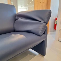De Sede 2-Sitzer-Sofas|Funktionssofa DS 10/23 Bezug Leder Living Dunkelblau Fuß Silberfarbig