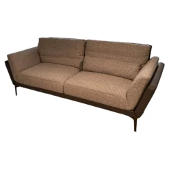 Bielefelder Werkstätten 2-Sitzer-Sofas|Funktionssofa Eternity Korpus Sitzkissen Stoff Mara 282 Korpus Leder Normandie Graphit Grau Metallfuß Bronze Matt