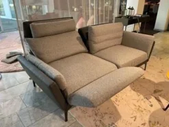 Bielefelder Werkstätten 2-Sitzer-Sofas|Funktionssofa Eternity Korpus Sitzkissen Stoff Mara 282 Korpus Leder Normandie Graphit Grau Metallfuß Bronze Matt