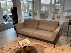 Bielefelder Werkstätten 2-Sitzer-Sofas|Funktionssofa Eternity Korpus Sitzkissen Stoff Mara 282 Korpus Leder Normandie Graphit Grau Metallfuß Bronze Matt