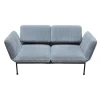 Brühl 2-Sitzer-Sofas|Funktionssofa Roro Small Stoff 4490 Grau Blau Fuß Chrom Glänzend Hinten Rollen Schwarz