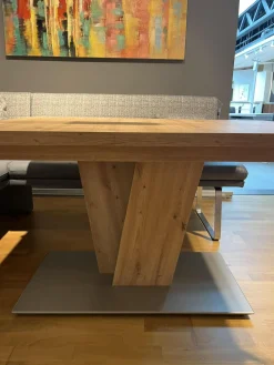 K+W Esstische|Funktionstisch Vari Artisan Eiche Nachbildung Bodenplatte MDF Edelstahldekor Mit Ansteckplatte