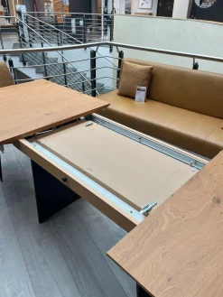 K+W Esstische|Funktionstisch Vari Platte Echtholzfurnier Asteiceh Natur Wangen MDF Schwarz Struktur Mit Synchronauszug