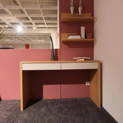 Rietberger Möbelwerke Schreibtische & Sekretäre|Funktionstisch Venue S 32 Korpus Asteiche Front Lack Seidengrau Inklusive Wandbord