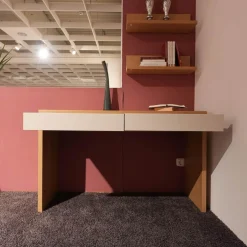 Rietberger Möbelwerke Schreibtische & Sekretäre|Funktionstisch Venue S 32 Korpus Asteiche Front Lack Seidengrau Inklusive Wandbord