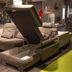 Modulmaster Wohnlandschaften|Funktions-Wohnlandschaft MM MP1044 Stoff Belle Grey Grau Fuß Metall Hochglanz Inklusive Kissen