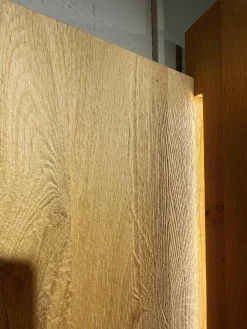 Hartmann Garderoben|Garderobe 6004 Kerneiche Massiv Natur Gebürstet Braun Riffholzapplikationen Absatz Naturgraues Mattglas Sitzbank Stoff 30/97