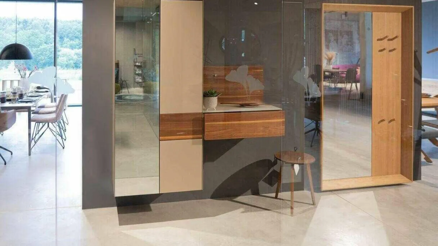 Team 7 Garderoben|Garderobe Nussbaumholz Massiv Geölt Spiegel Glas